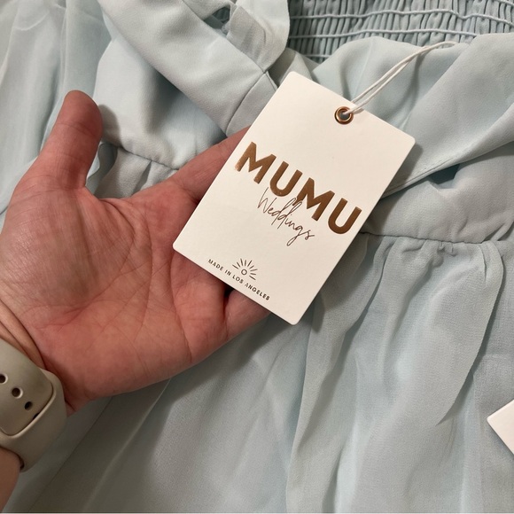 Show Me Your MuMu Women’s Maxi Flutter Strap Sleeves Bridesmaid Dress Size Large - Picture 10 of 12